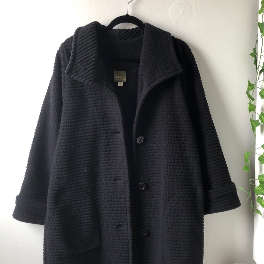 Vintage 80s Maralyce Ferree Fleece Black Coat